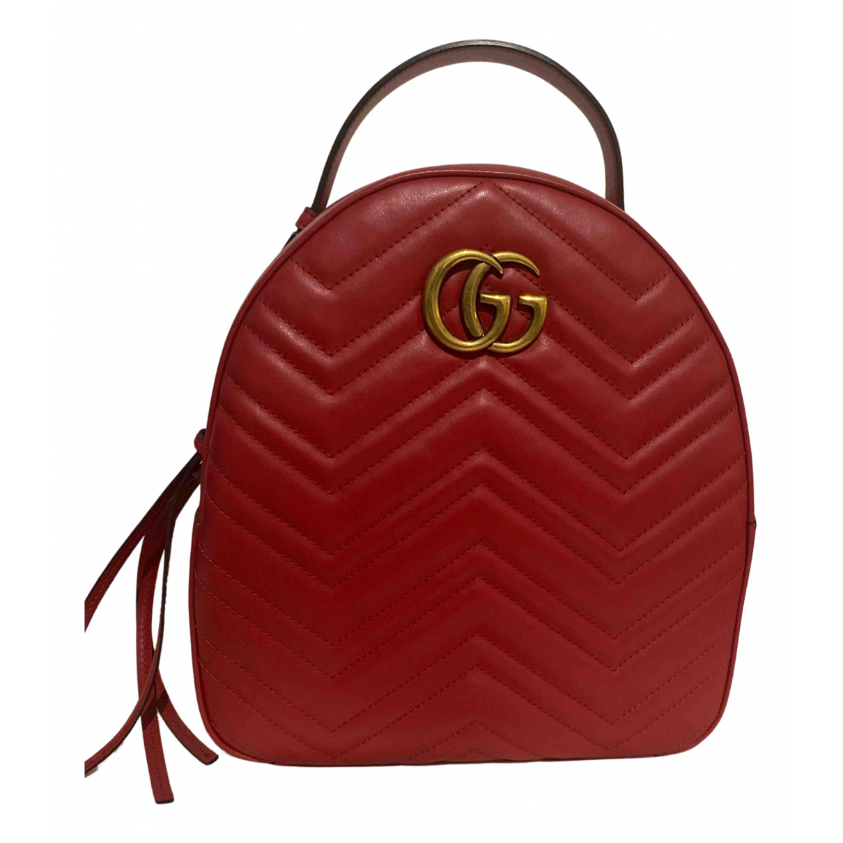 Marmont leather backpack Gucci Red in 